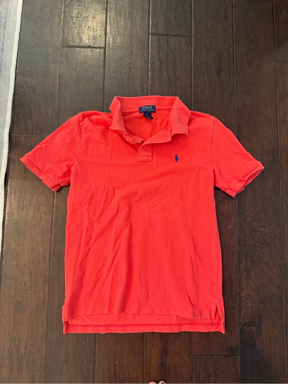 Polo Ralph Lauren Boys Classic Mesh Polo Shirt L 14-16 Coral Red Navy Pony